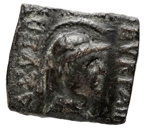 Bactrian and Indo-Greek Coinage Eucratides I 26.1, аверс, BnF (BIGR)