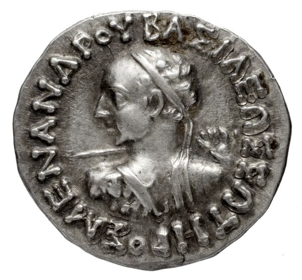 Bactrian and Indo-Greek Coinage Menander I 4.4, аверс, BnF (BIGR)