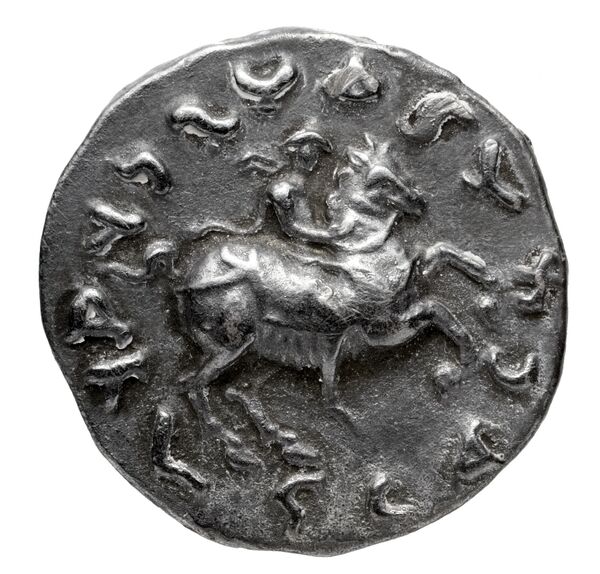 Bactrian and Indo-Greek Coinage Antimachus II 1.6, реверс, bnf-bigr