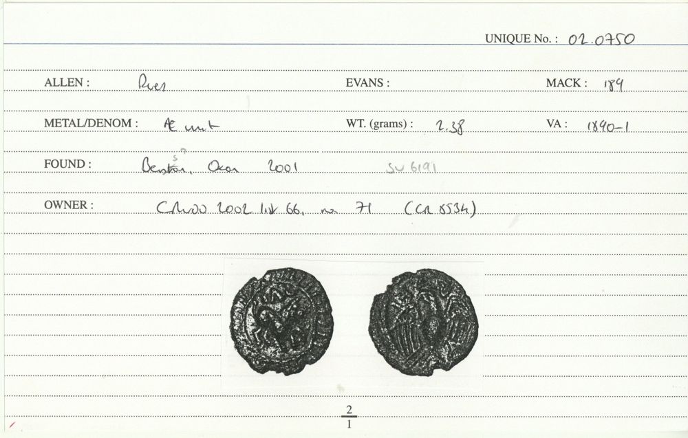 ABC 2760, аверс, Celtic Coin Index (Оксфорд)