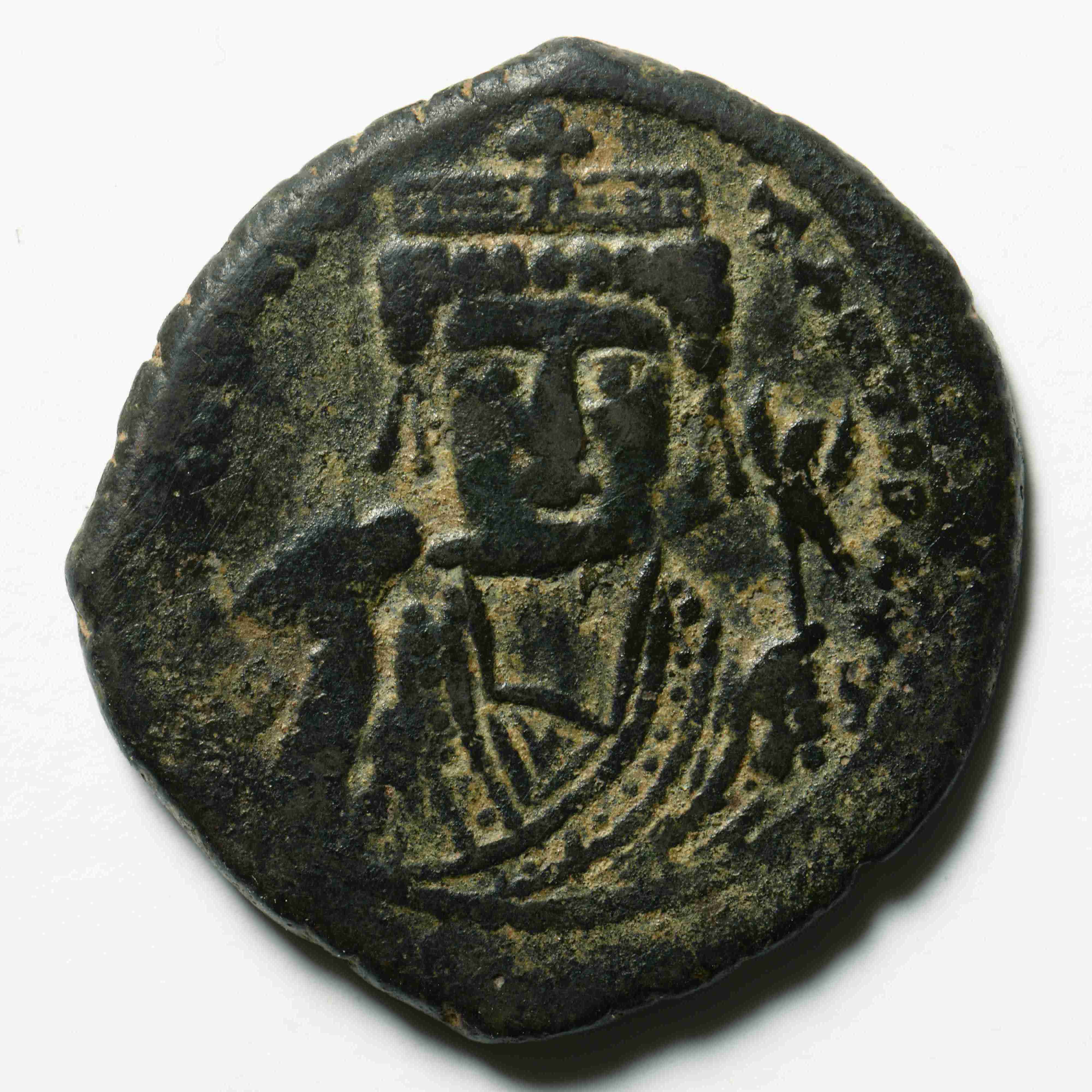 аверс Tiberios II Constantine — Follis (Antioch, 579)
